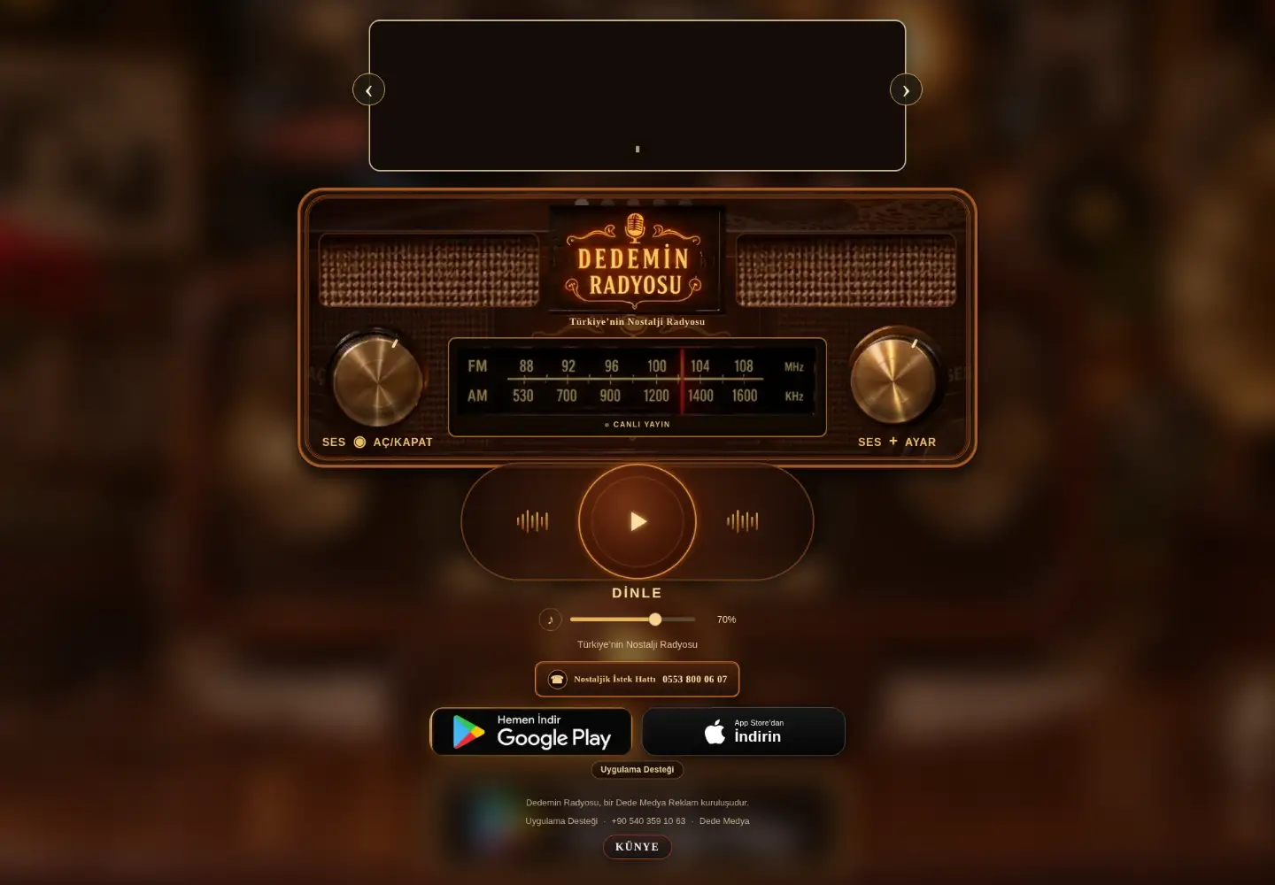Screenshot of dedeminradyosu.com.tr