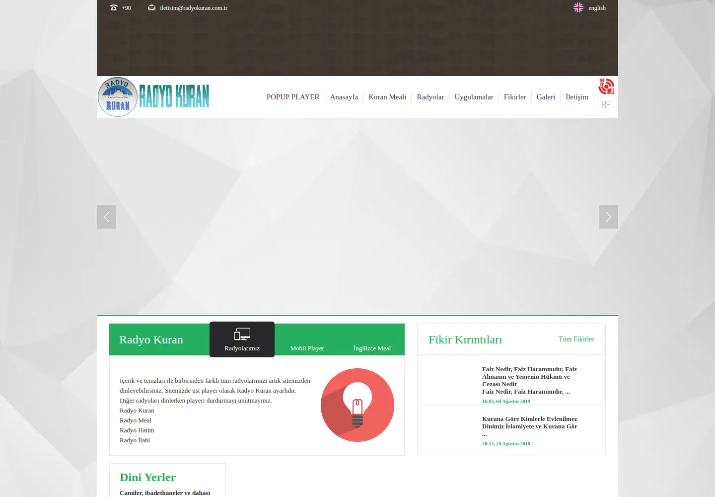 Captured homepage of radyokuran.com.tr in the current scan