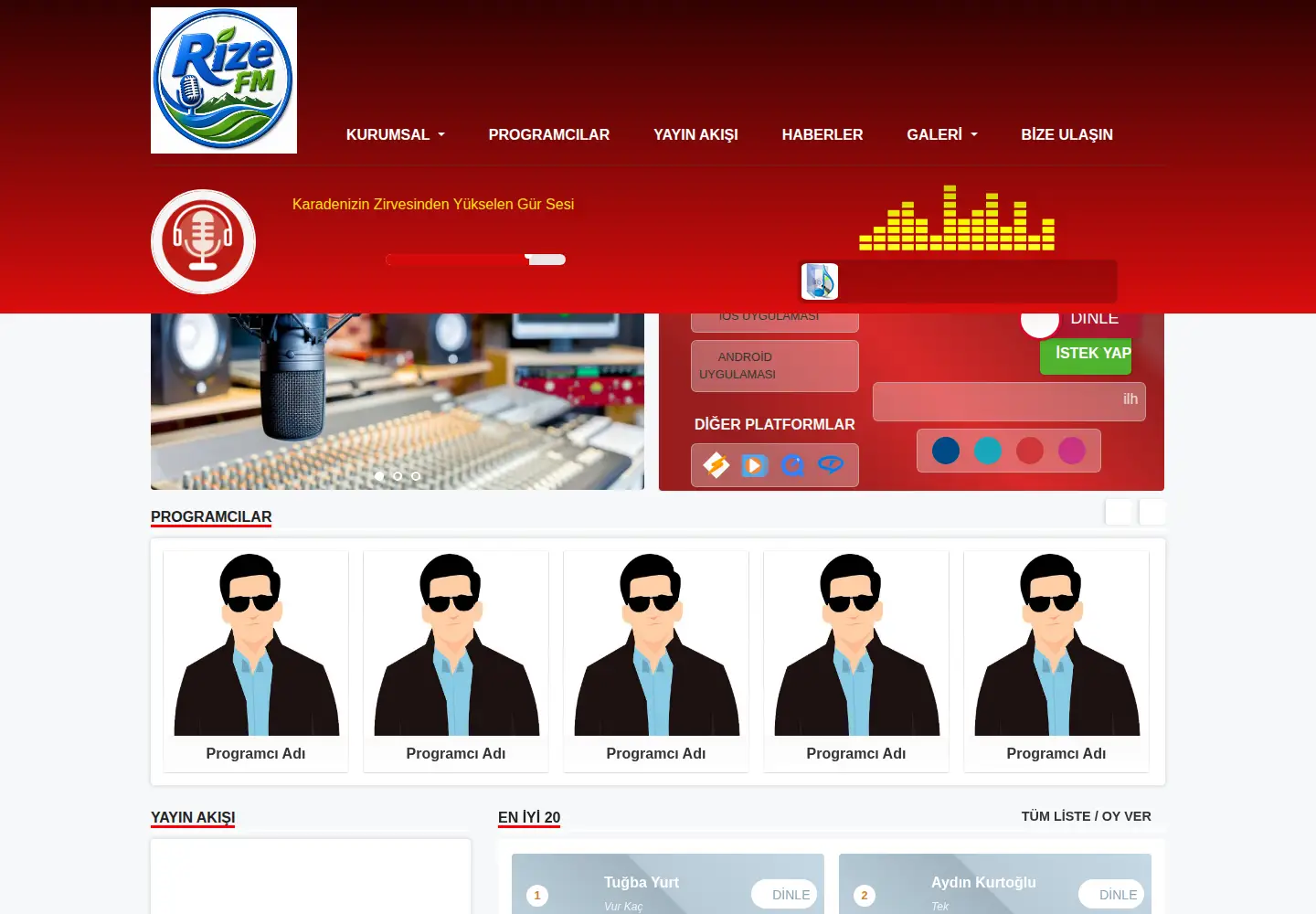 Screenshot of rizefm.com.tr