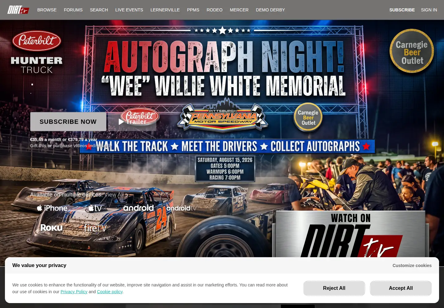 Screenshot of dirt.tv