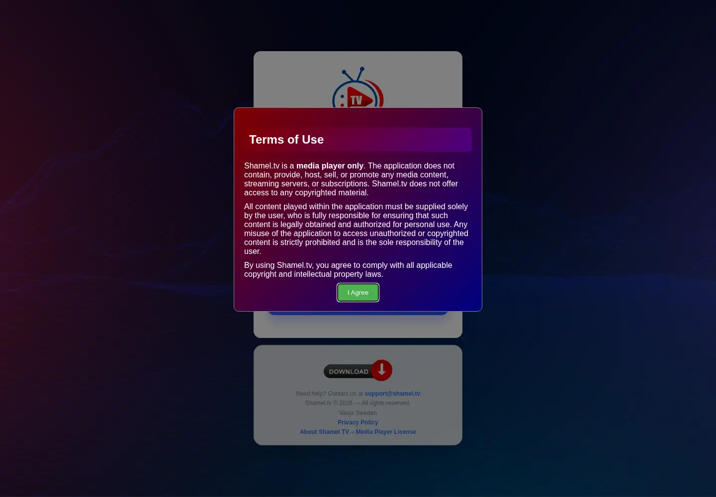 Captured homepage of shamel.tv in the current scan