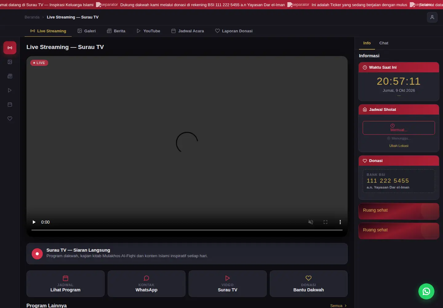 Captured homepage of surau.tv in the current scan