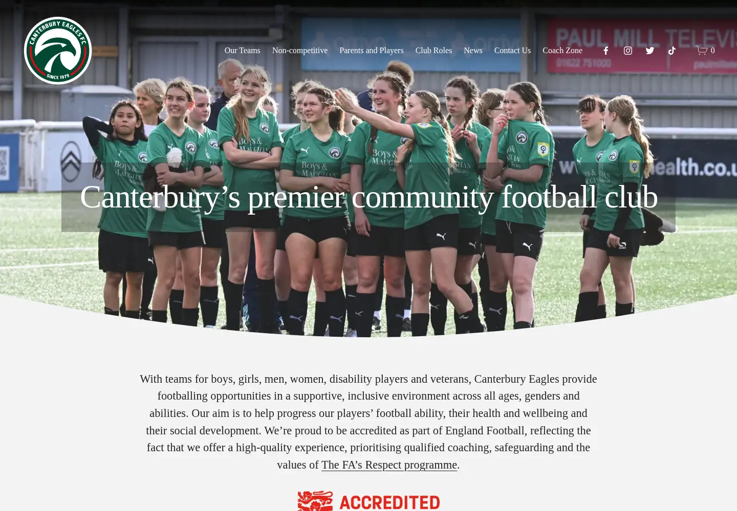 Screenshot of canterburyeaglesfc.co.uk