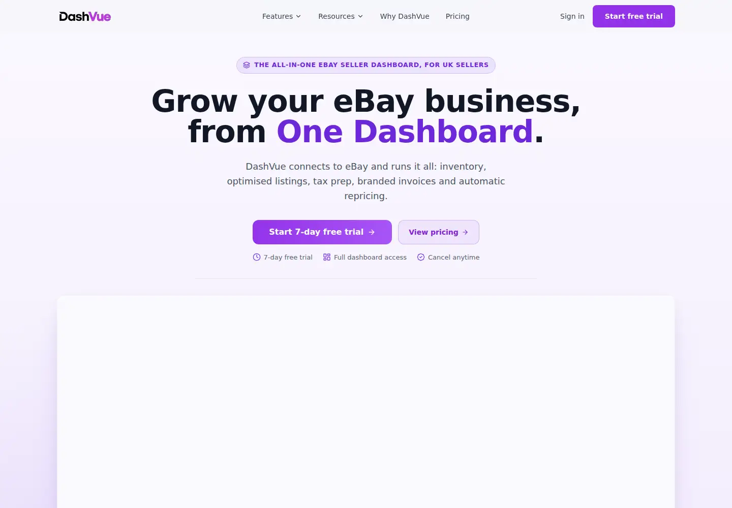 Screenshot of dashvue.co.uk