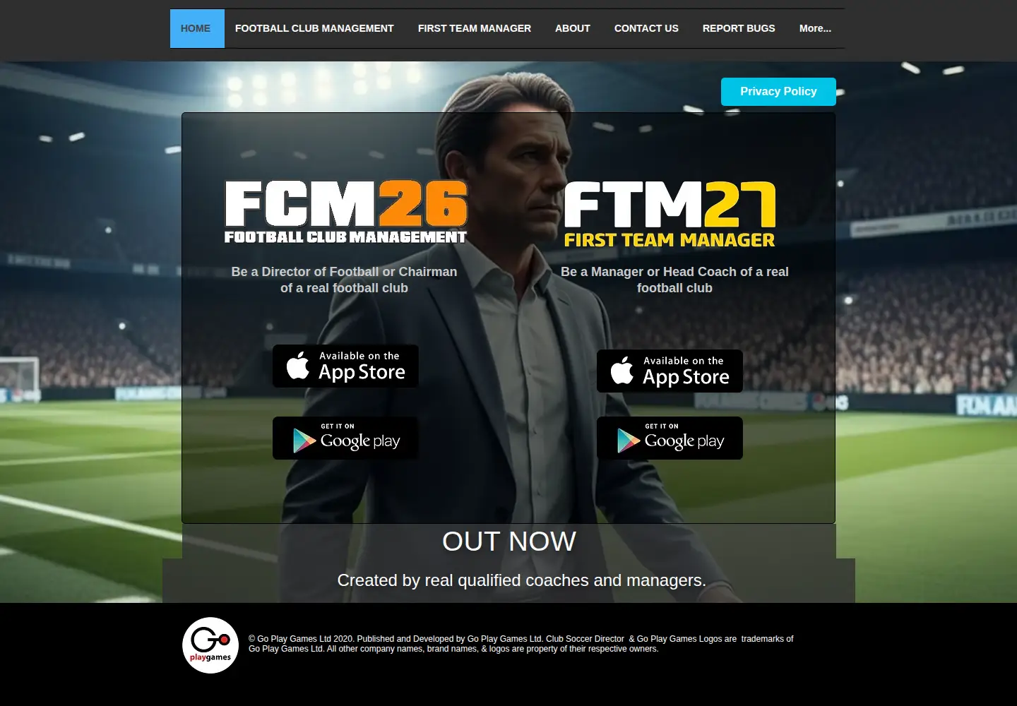 Captured homepage of footballclubmanagement.co.uk in the current scan