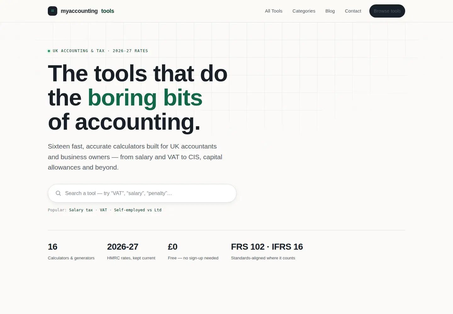 Screenshot of myaccountingtools.co.uk