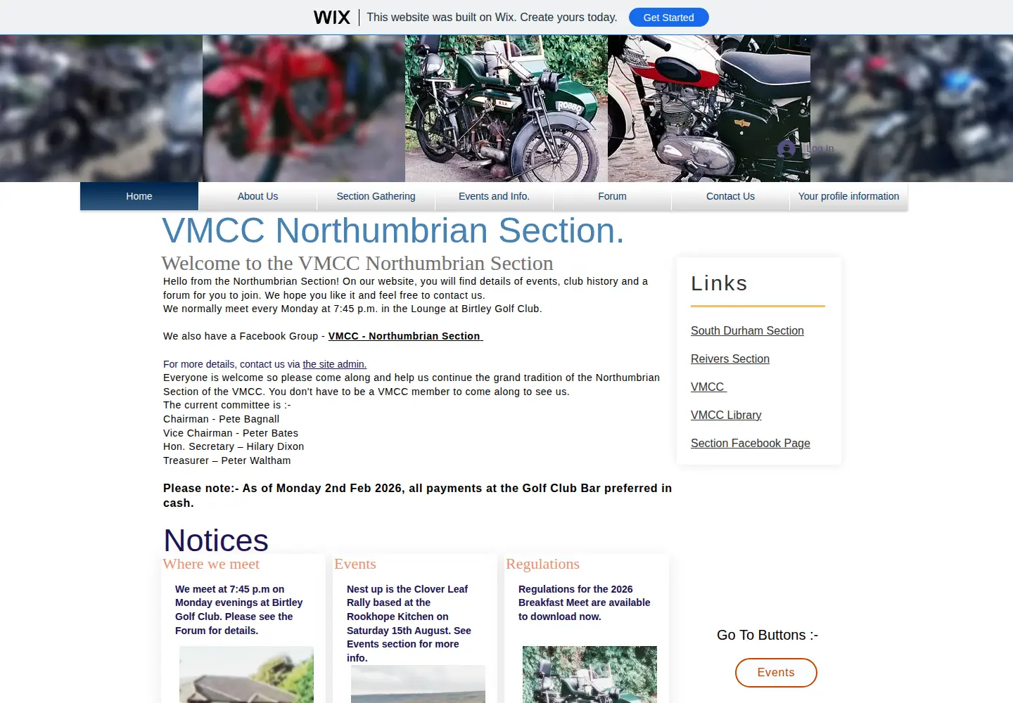 Screenshot of northumbrianvmcc.co.uk