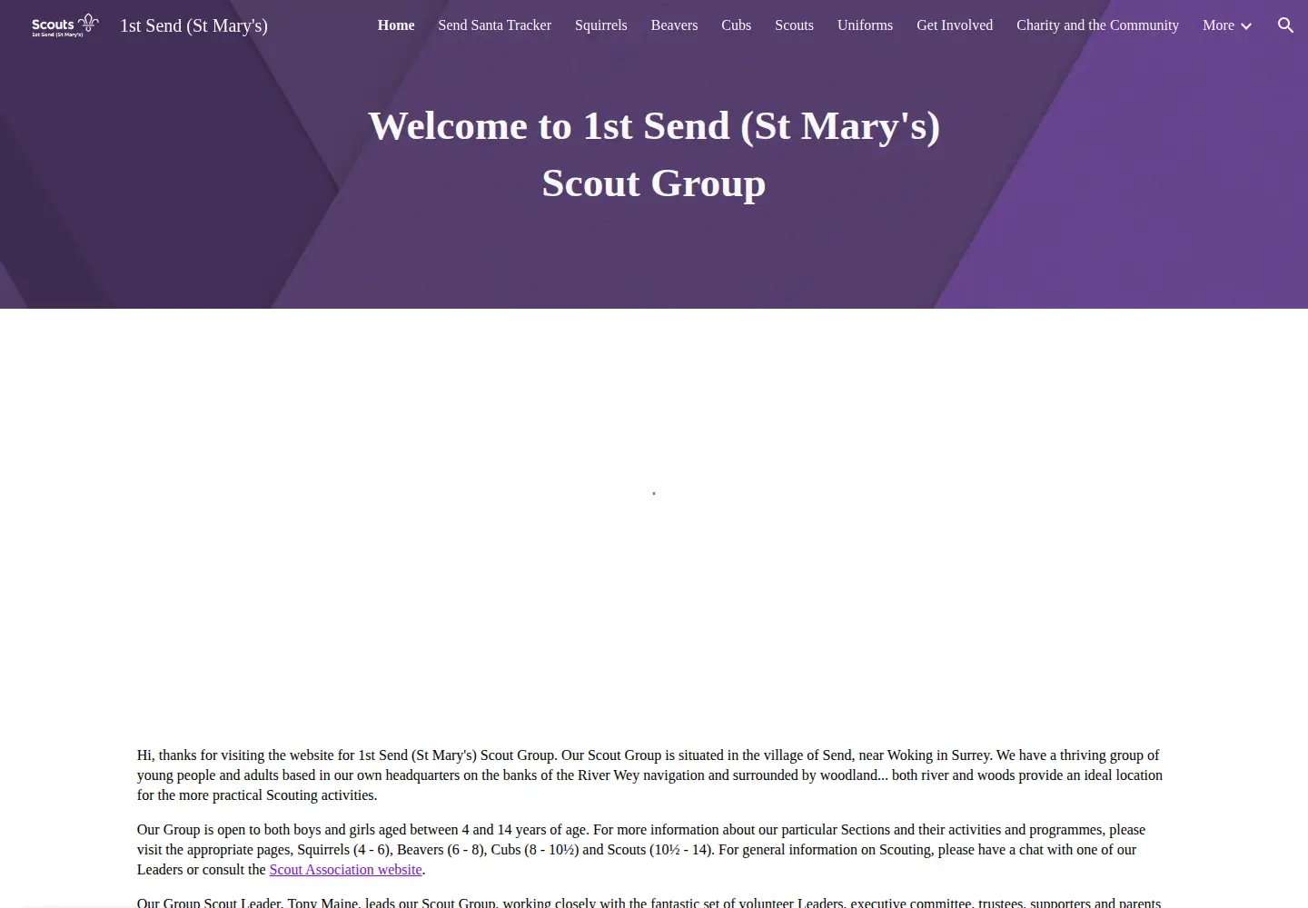 Captured homepage of sendscouts.co.uk in the current scan
