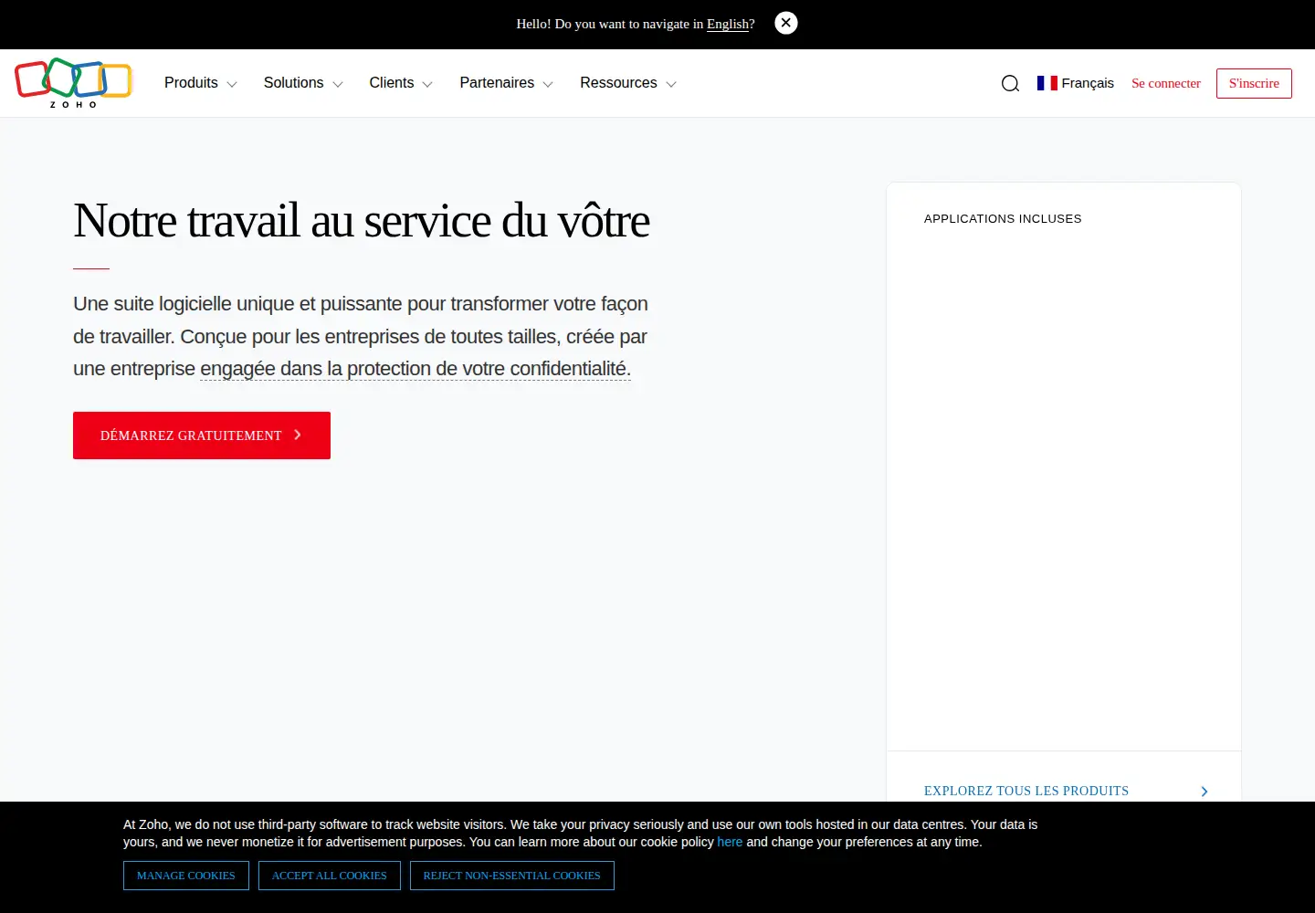 Screenshot of zoho.com