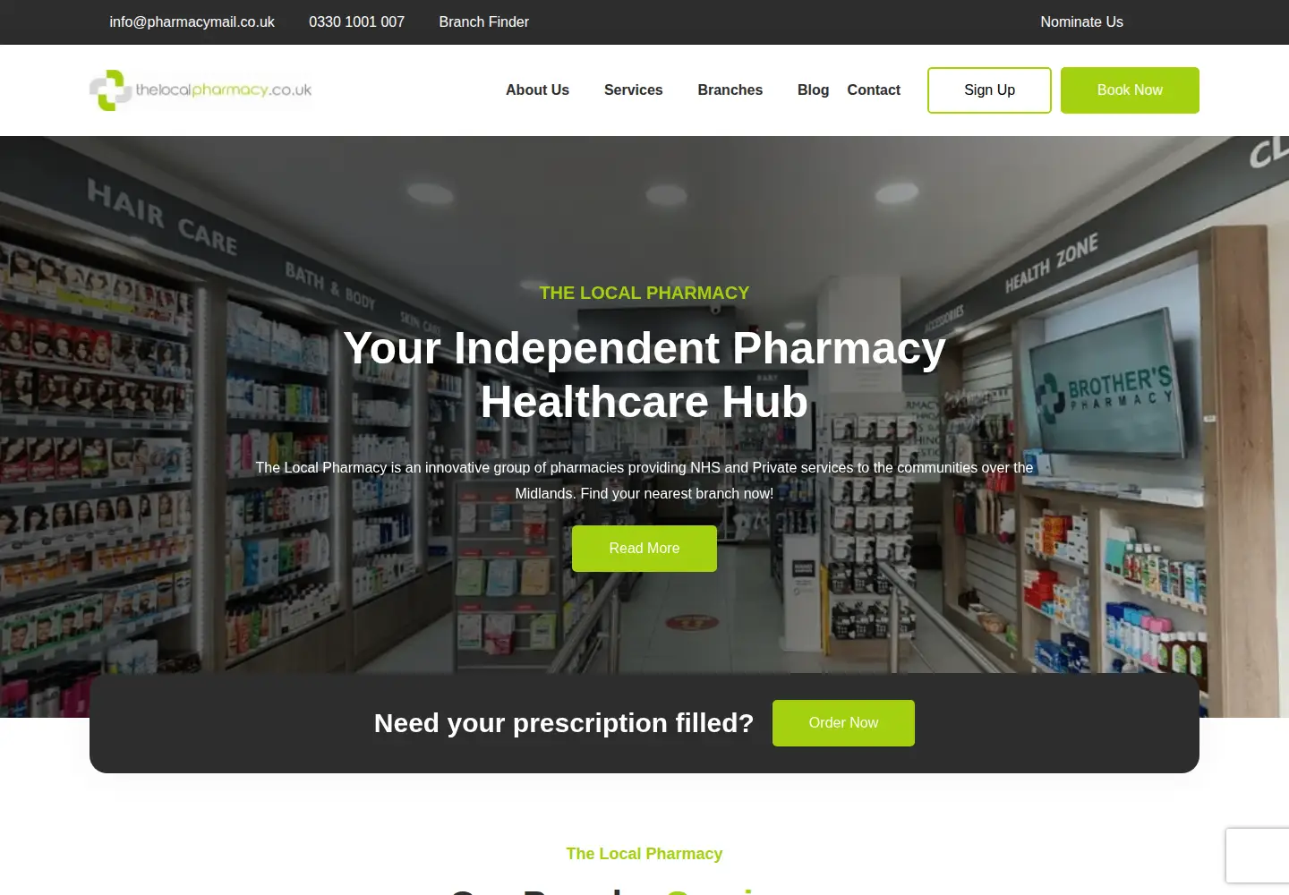 Captured homepage of thelocalpharmacy.co.uk in the current scan