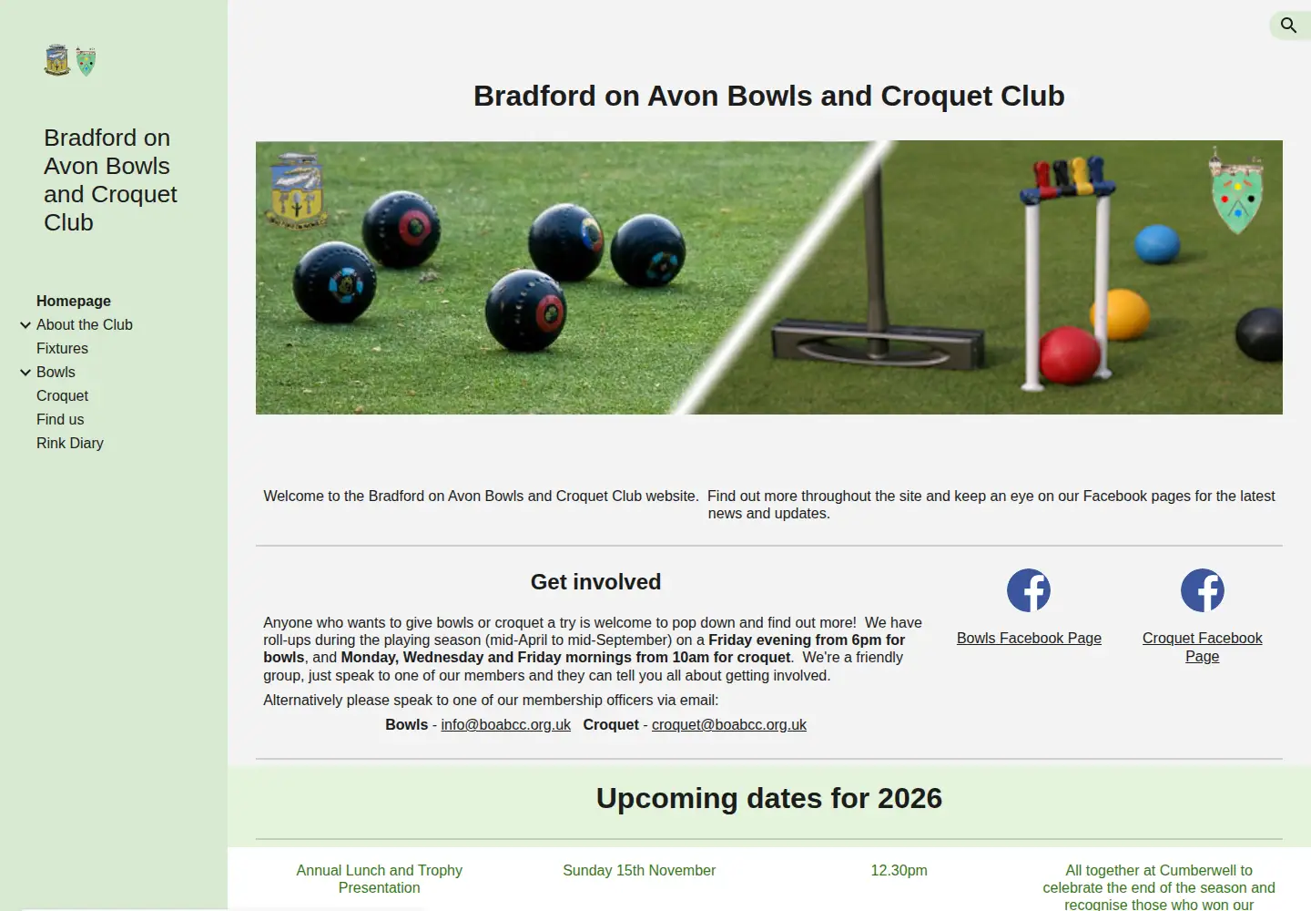 Screenshot of bradfordonavonbowlsclub.org.uk