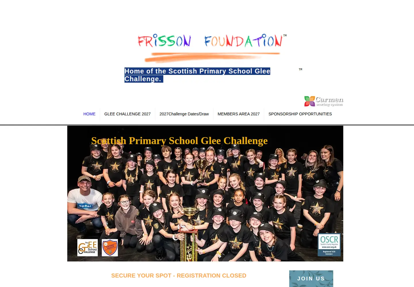 Captured homepage of frissonfoundation.org.uk in the current scan
