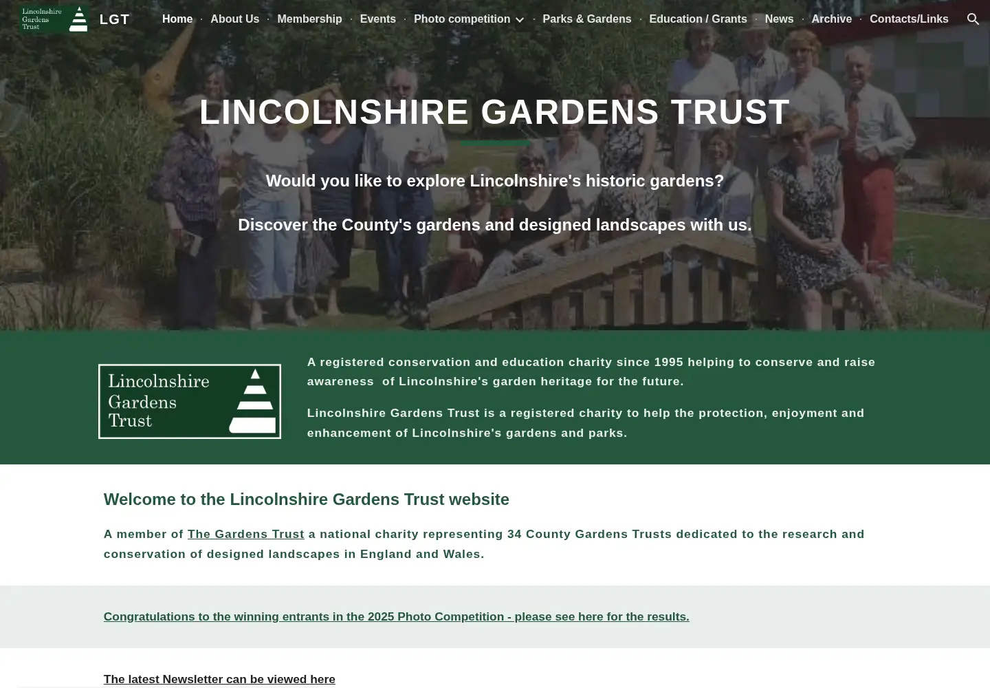 Screenshot of lincolnshiregardenstrust.org.uk
