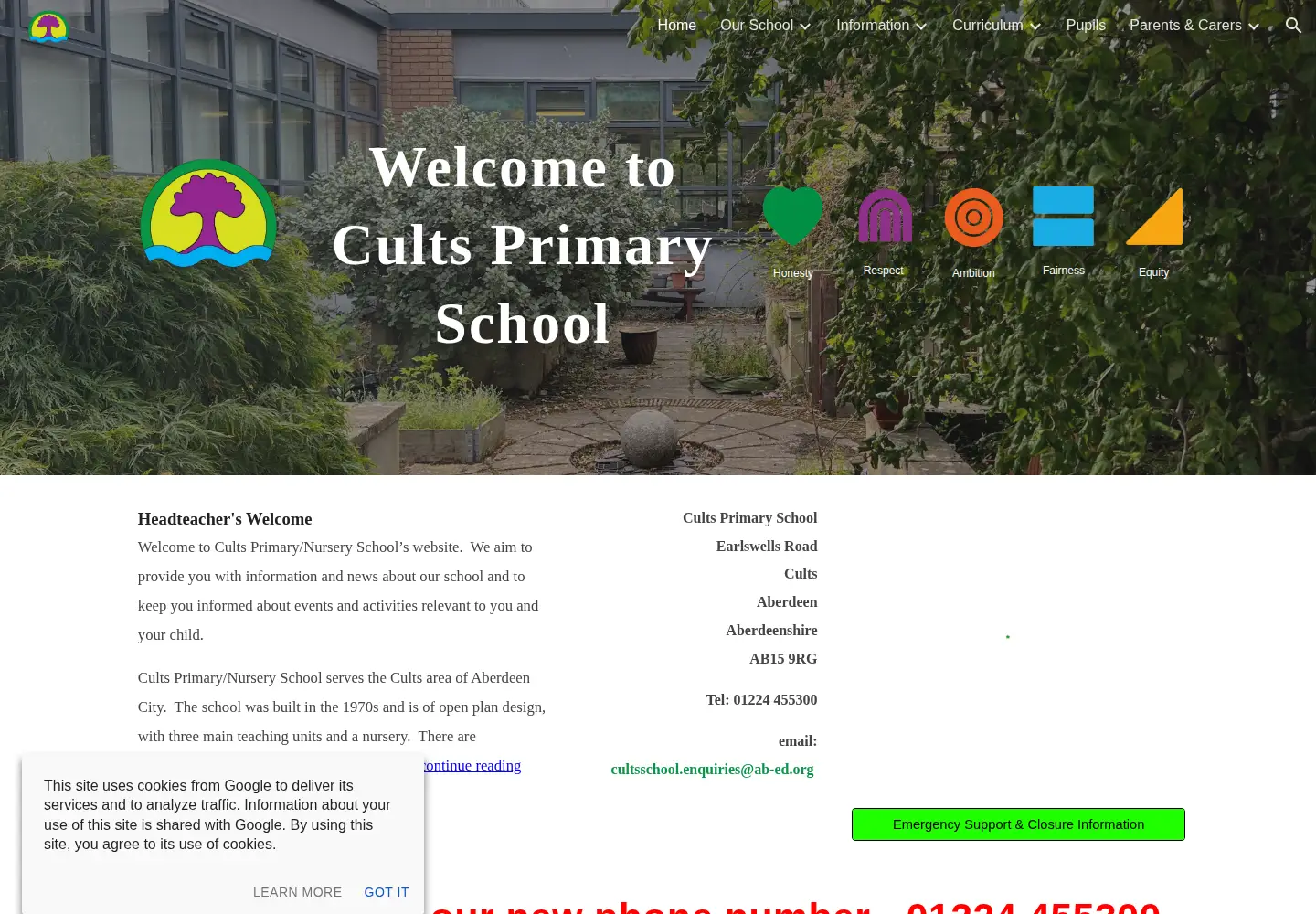 Captured homepage of cultsprimary.aberdeen.sch.uk in the current scan