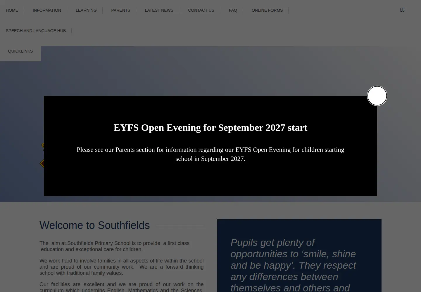 Captured homepage of southfields.peterborough.sch.uk in the current scan