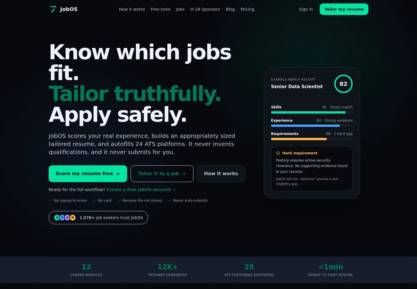 Captured homepage of jobos.us in the current scan
