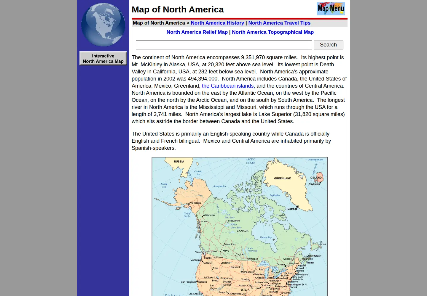 Screenshot of map-of-north-america.us