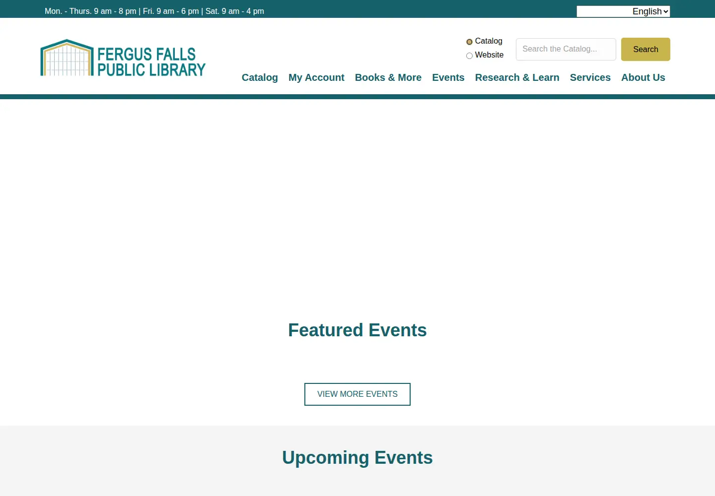 Captured homepage of fergusfalls.lib.mn.us in the current scan
