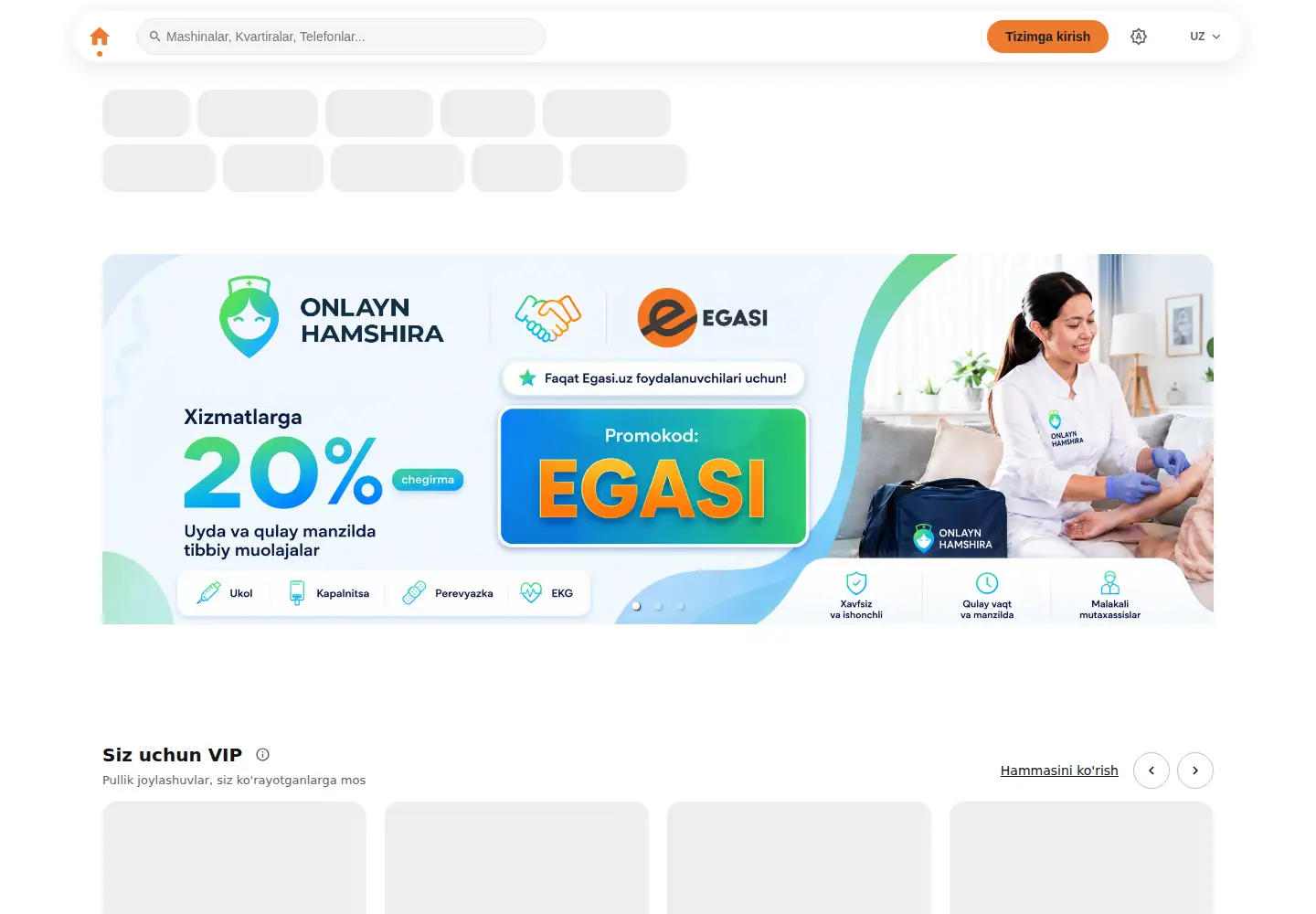Screenshot of egasi.uz