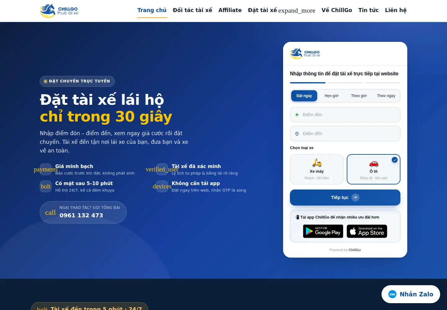 Captured homepage of chillgo.vn in the current scan