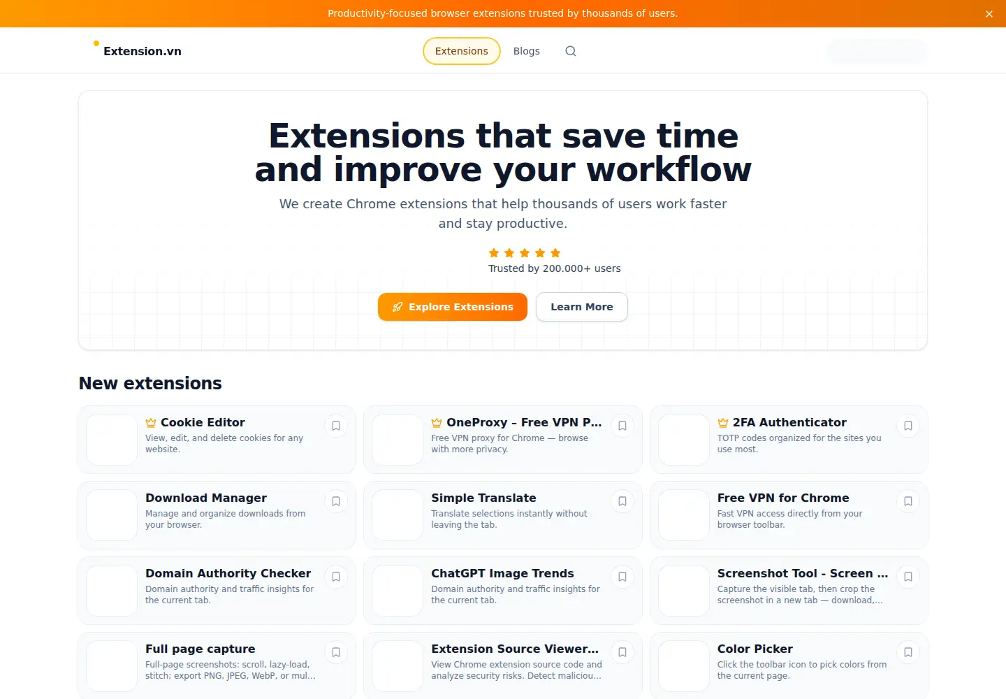 Screenshot of extension.vn