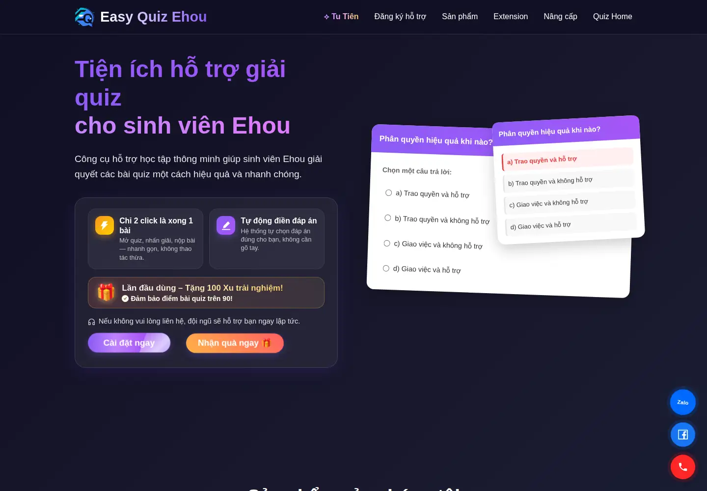 Captured homepage of easyquizehou.io.vn in the current scan