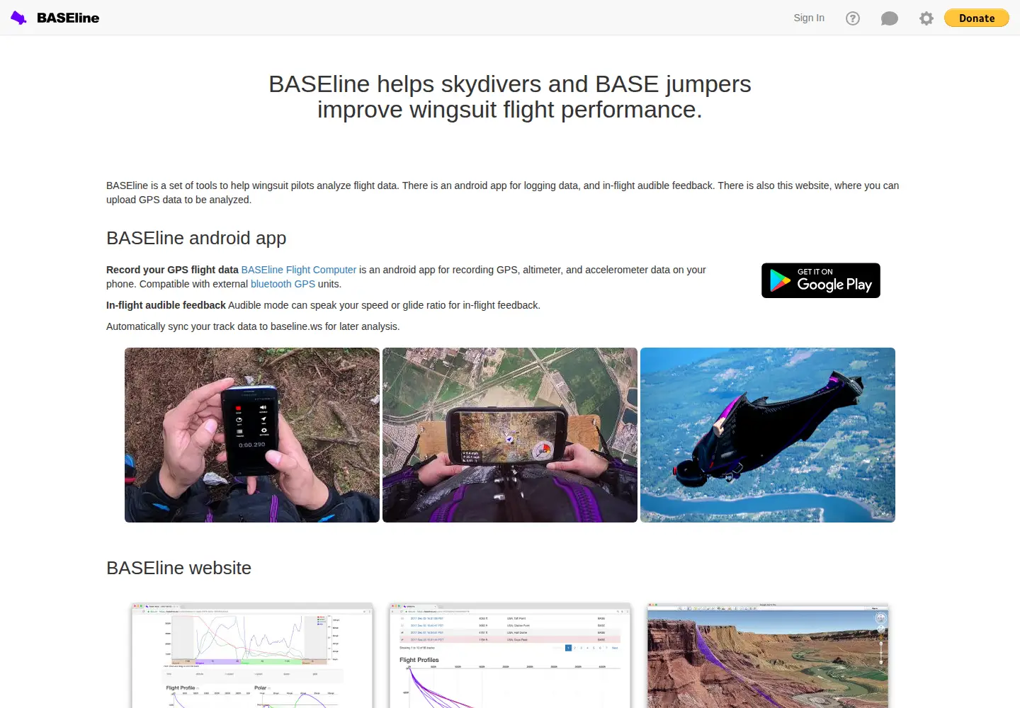 Captured homepage of baseline.ws in the current scan