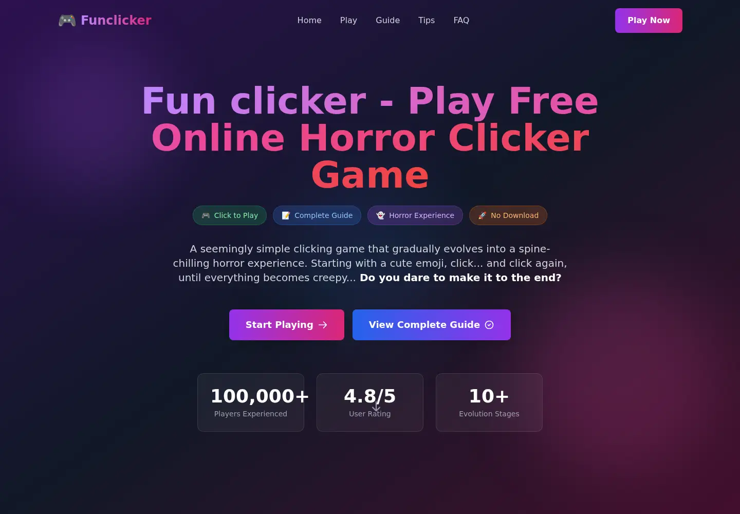 Captured homepage of funclicker.xyz in the current scan