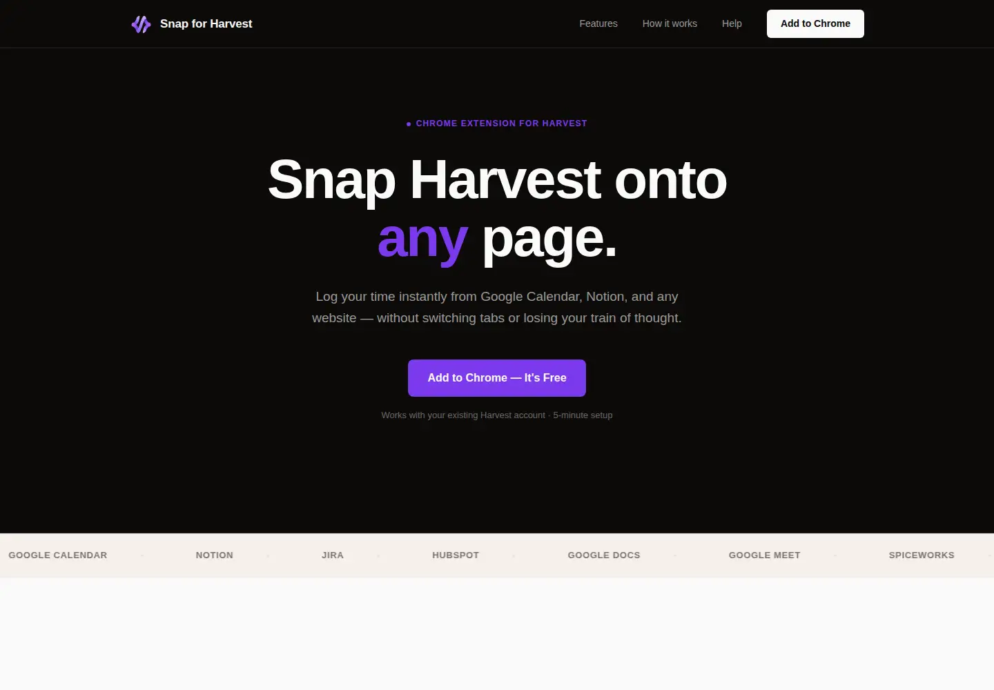 Captured homepage of snapharvest.xyz in the current scan