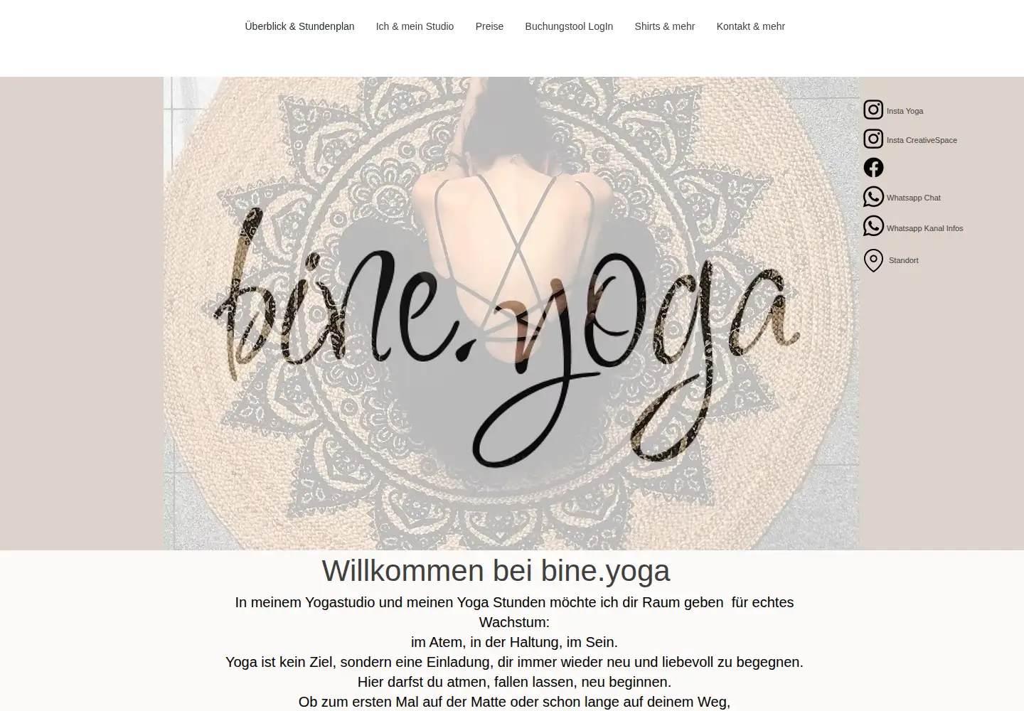 Captured homepage of bine.yoga in the current scan