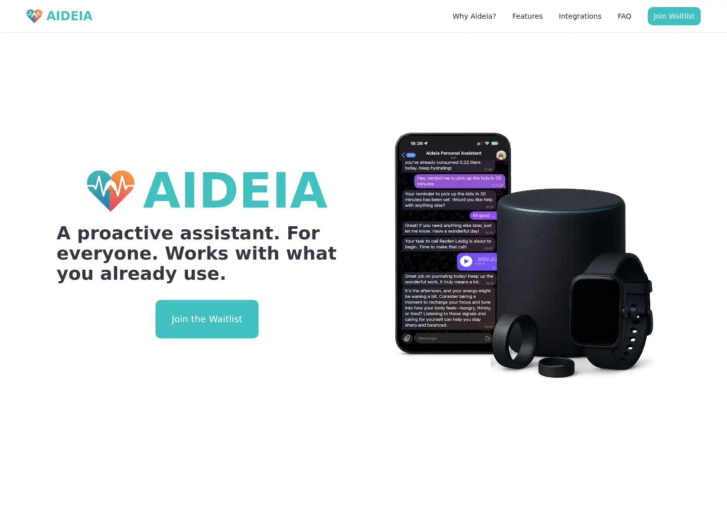 Captured homepage of aideia.ai in the current scan