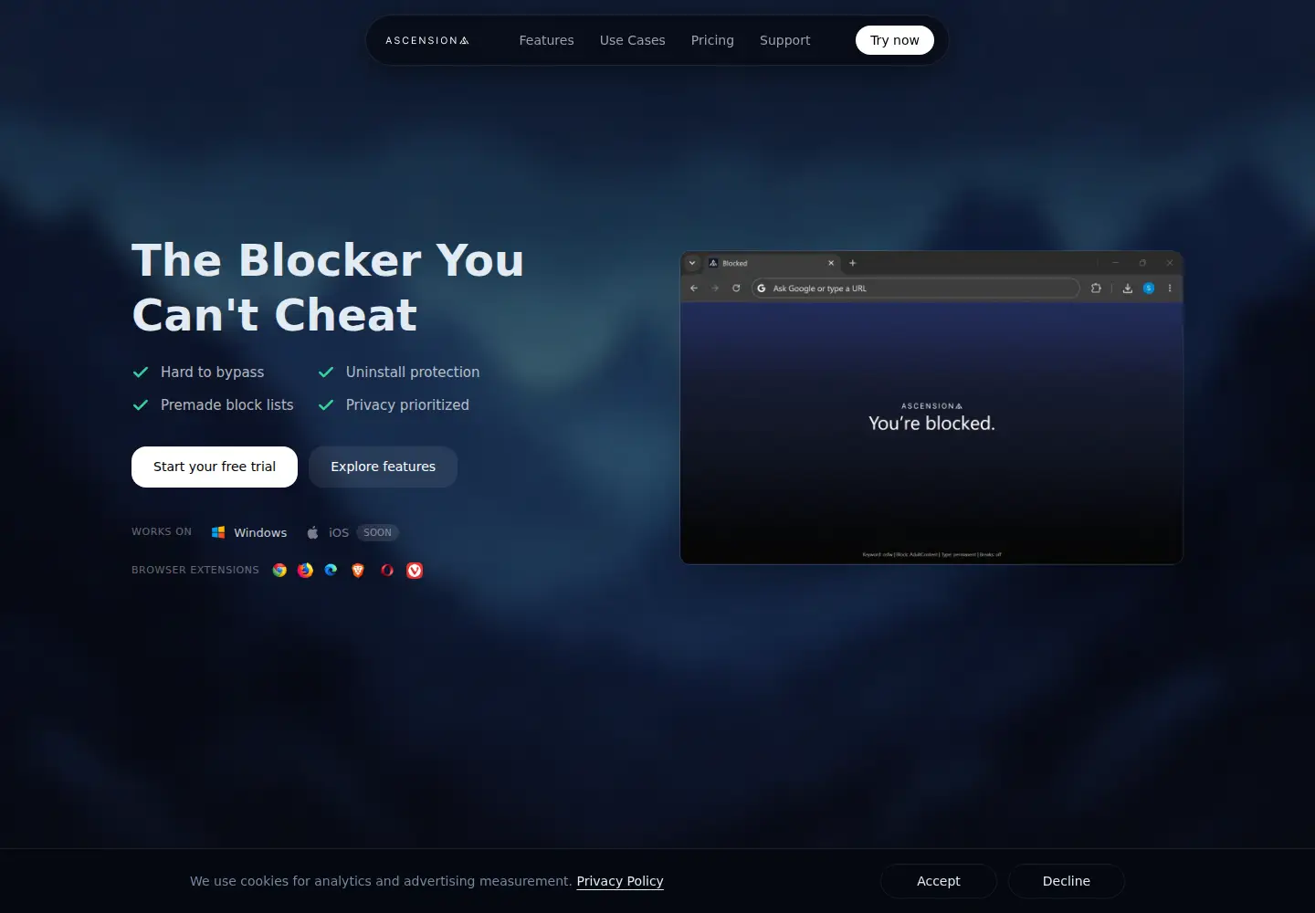 Captured homepage of ascensionapp.ai in the current scan