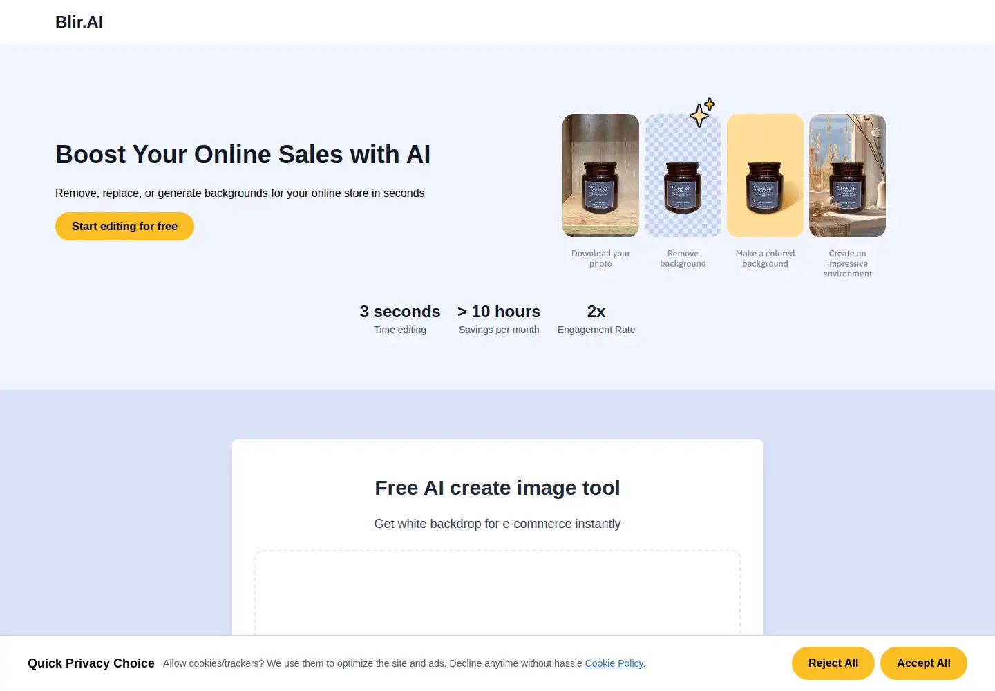 Captured homepage of blir.ai in the current scan