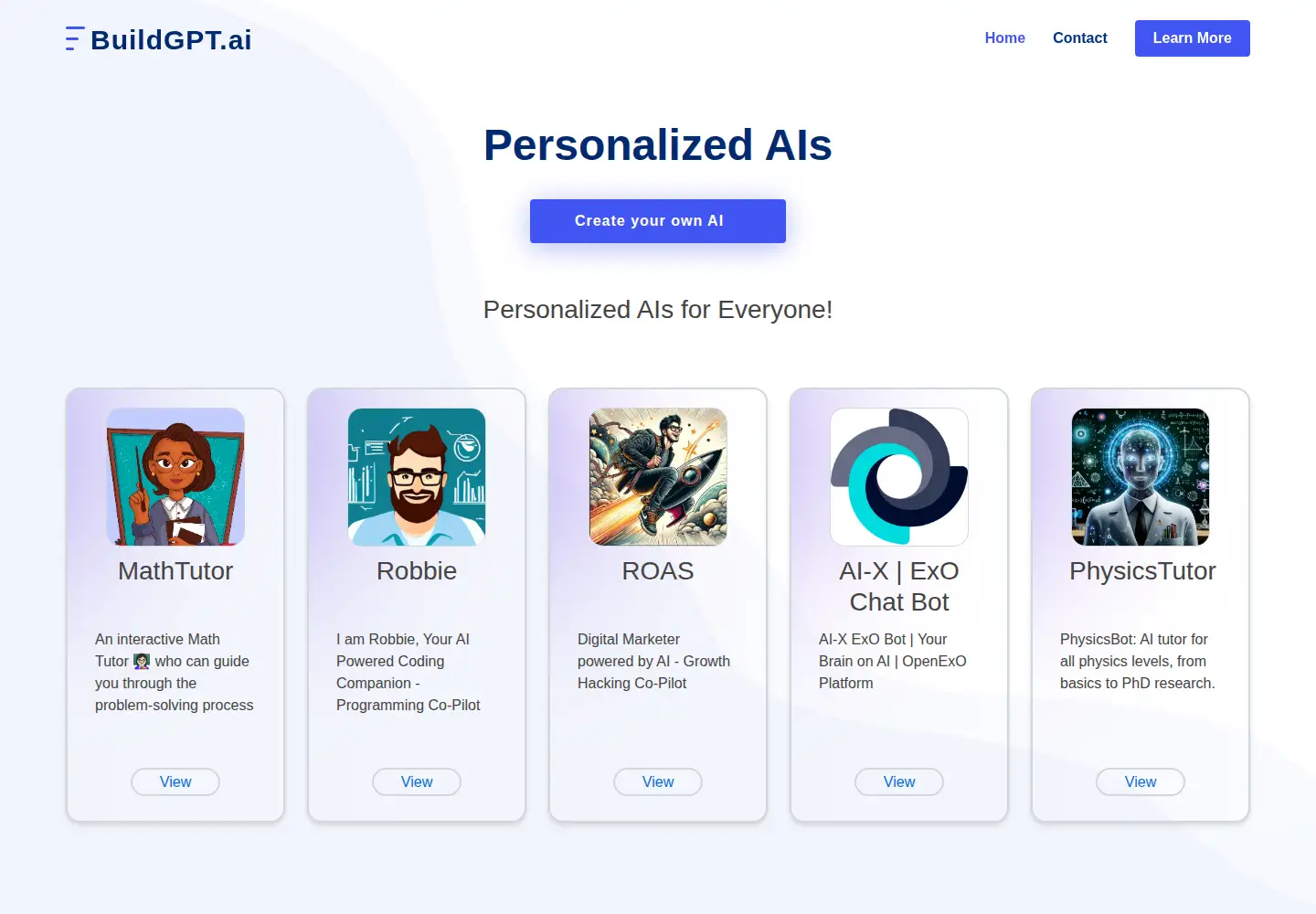 Captured homepage of buildgpt.ai in the current scan
