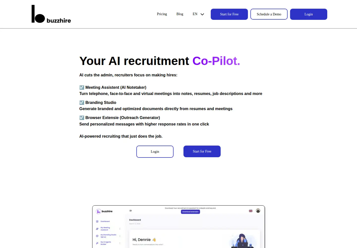 Screenshot of buzzhire.ai