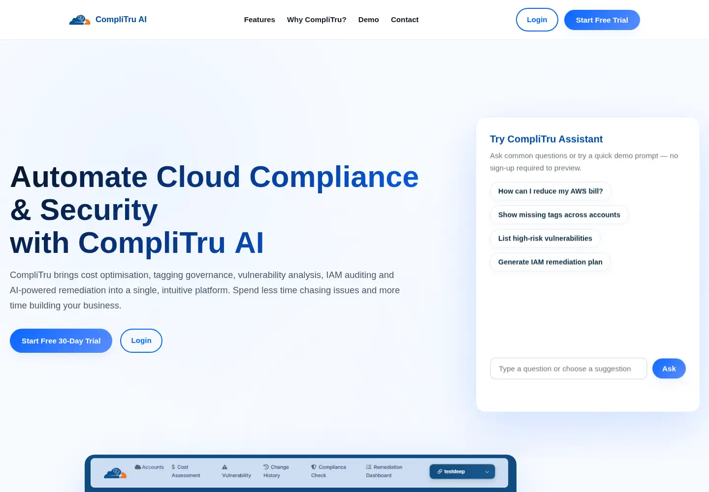 Captured homepage of complitru.ai in the current scan
