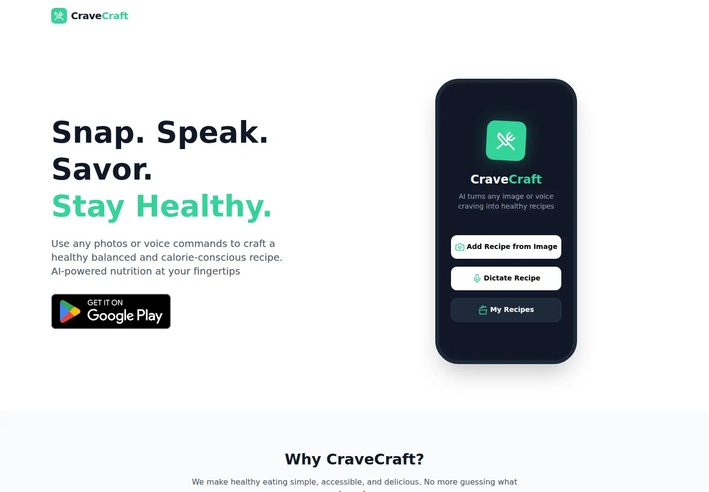 Screenshot of cravecraft.ai