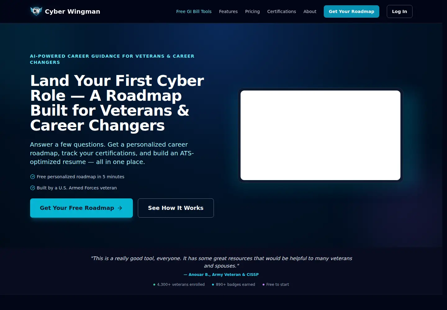 Captured homepage of cyberwingman.ai in the current scan