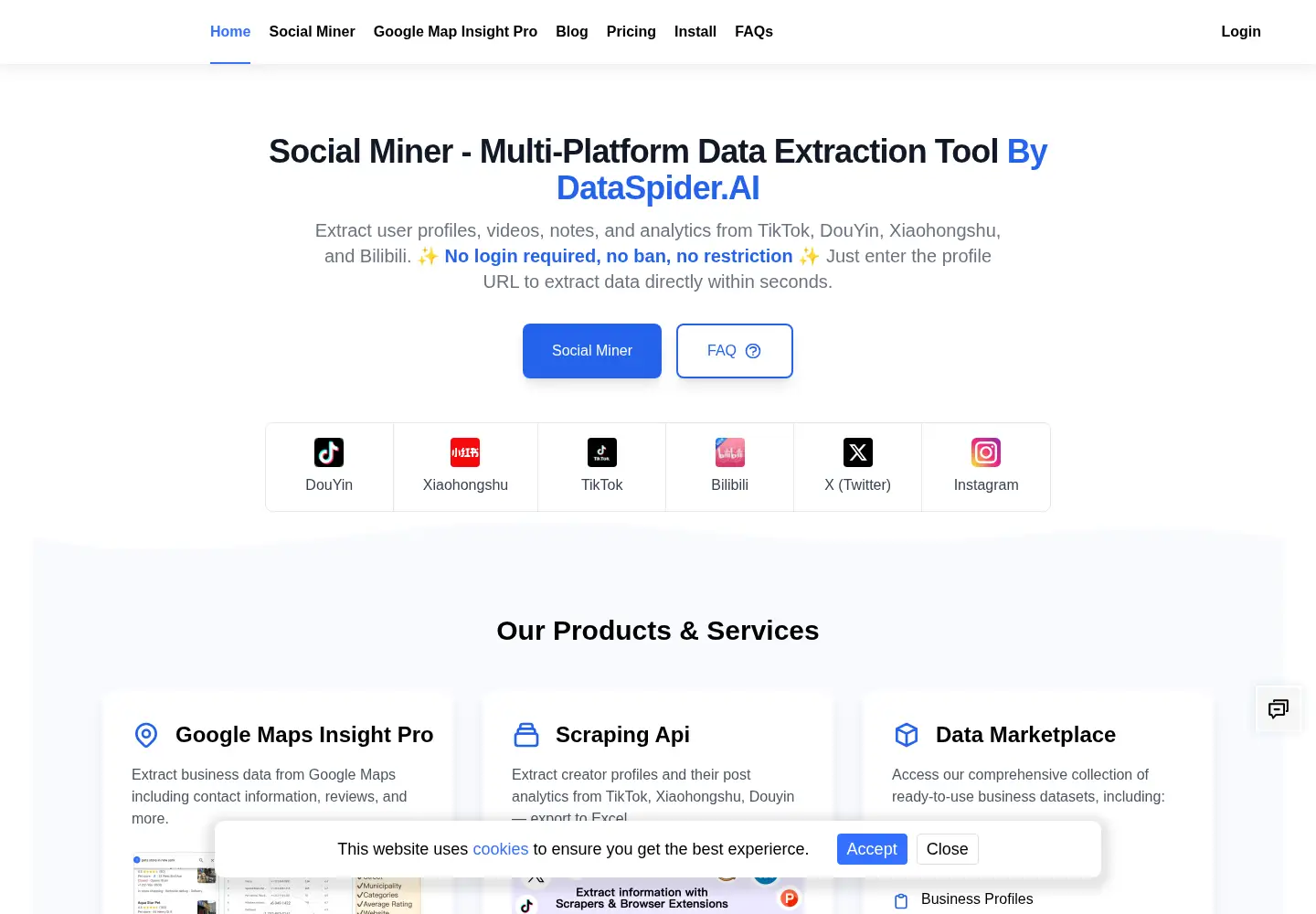 Screenshot of dataspider.ai