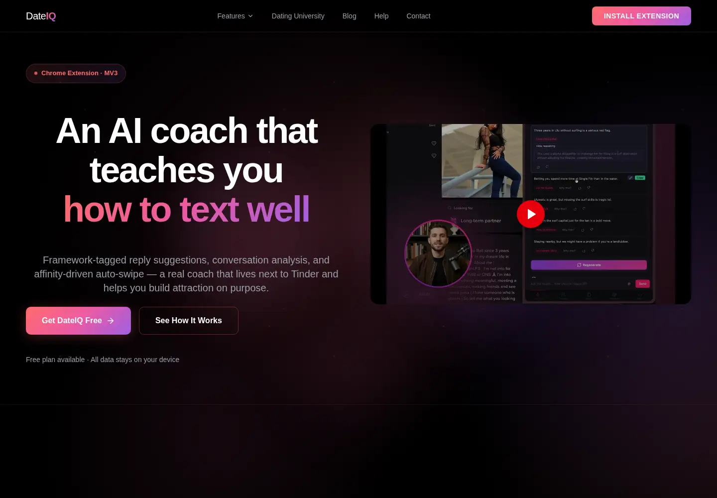 Captured homepage of dateiq.ai in the current scan