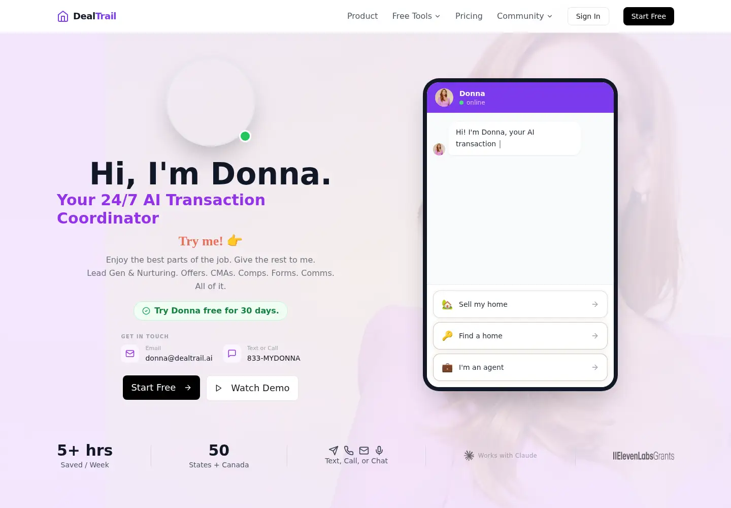 Captured homepage of dealtrail.ai in the current scan