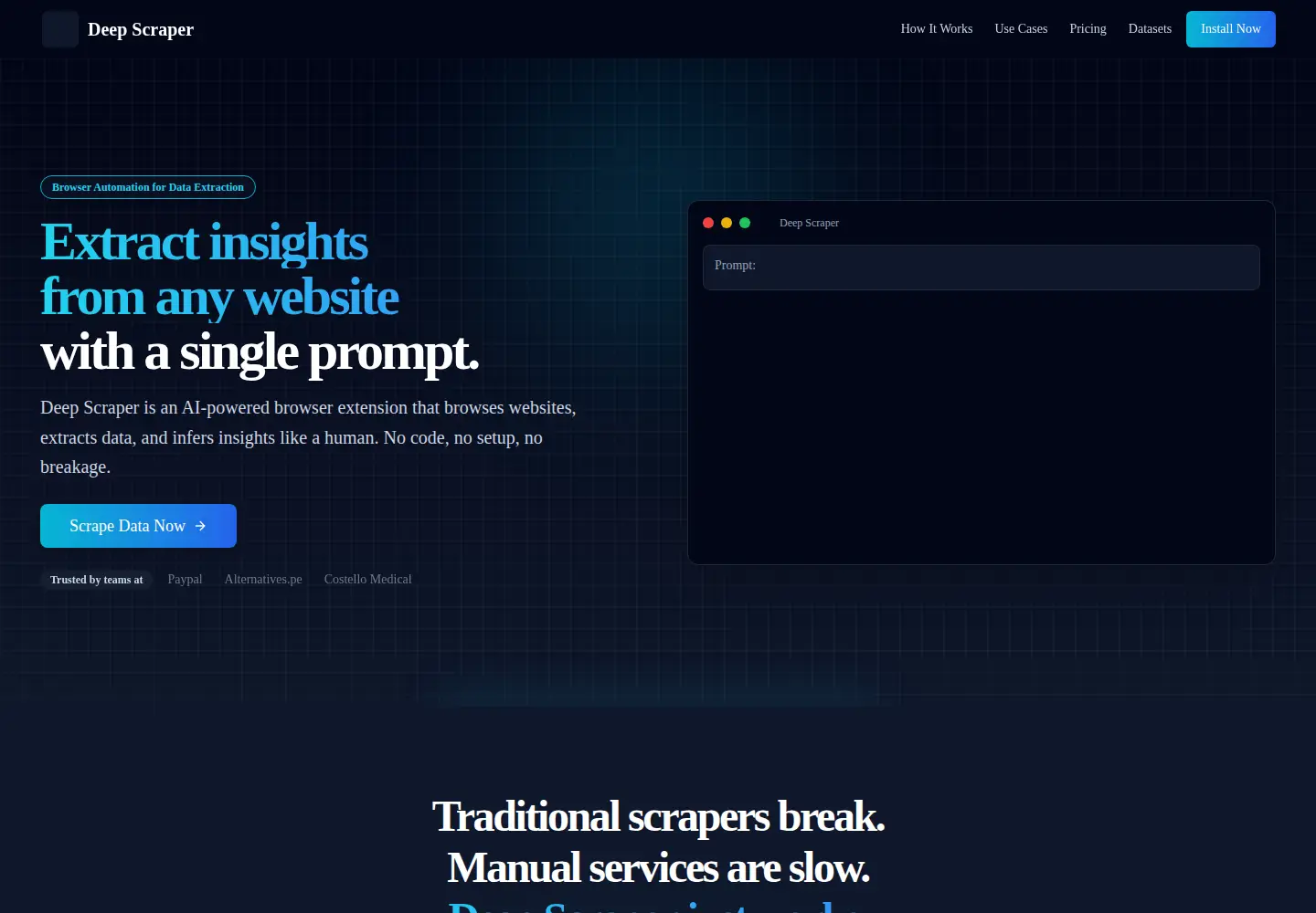 Screenshot of deepscraper.ai