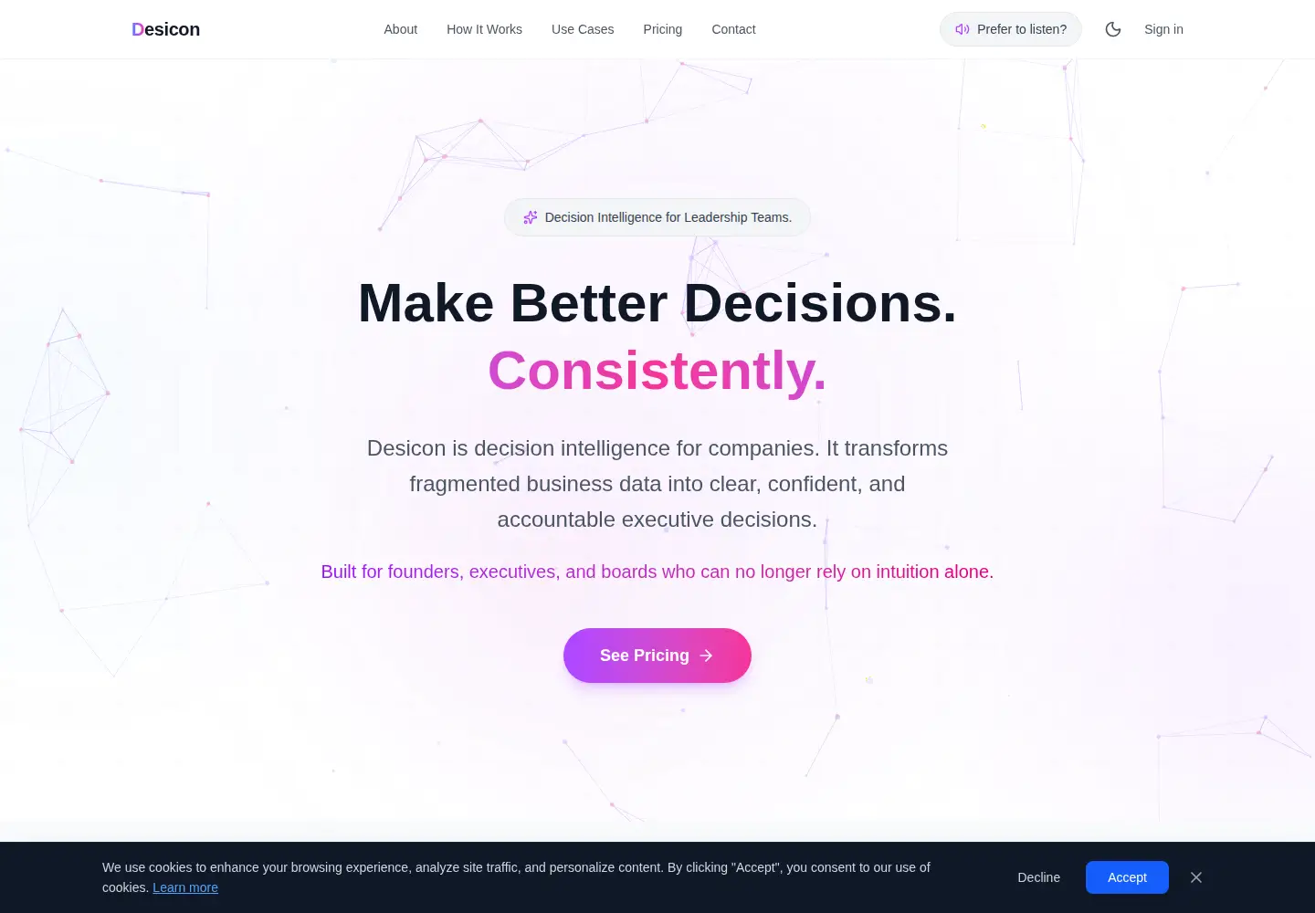 Captured homepage of desicon.ai in the current scan