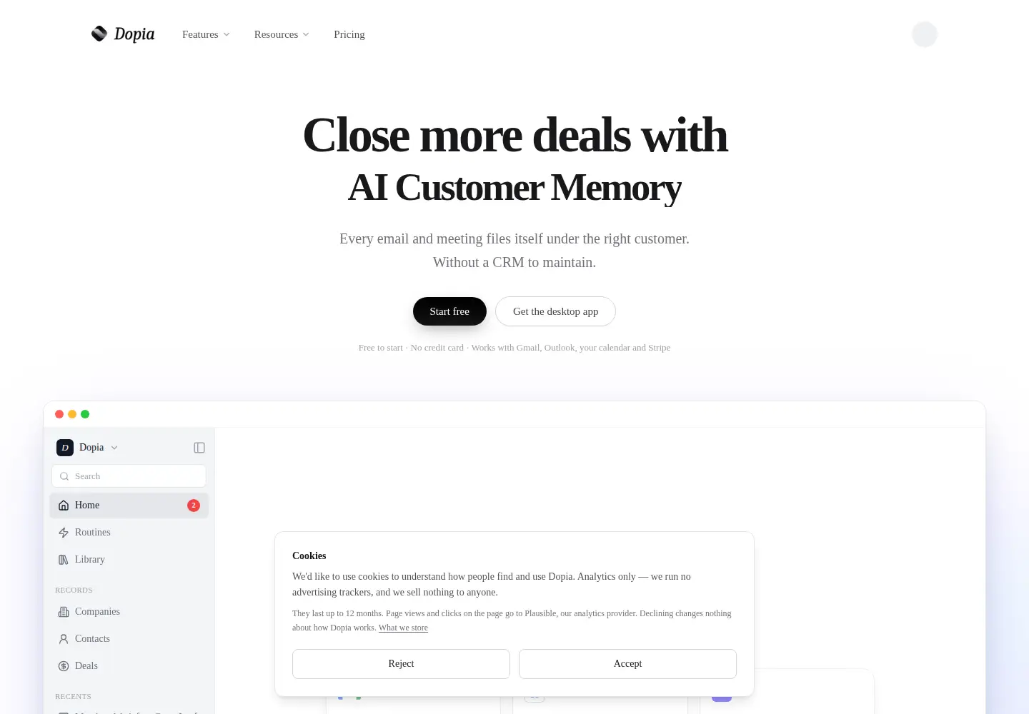 Screenshot of dopia.ai