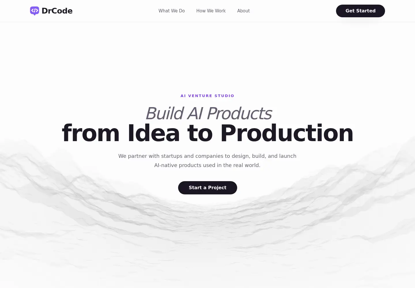 Captured homepage of drcode.ai in the current scan