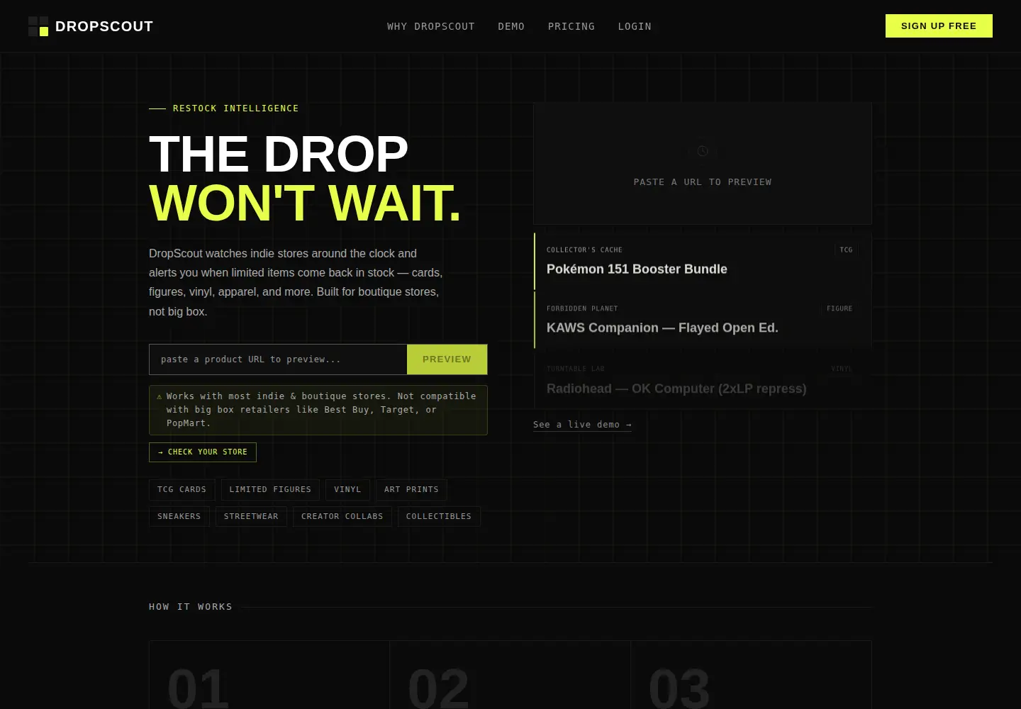 Captured homepage of dropscout.ai in the current scan