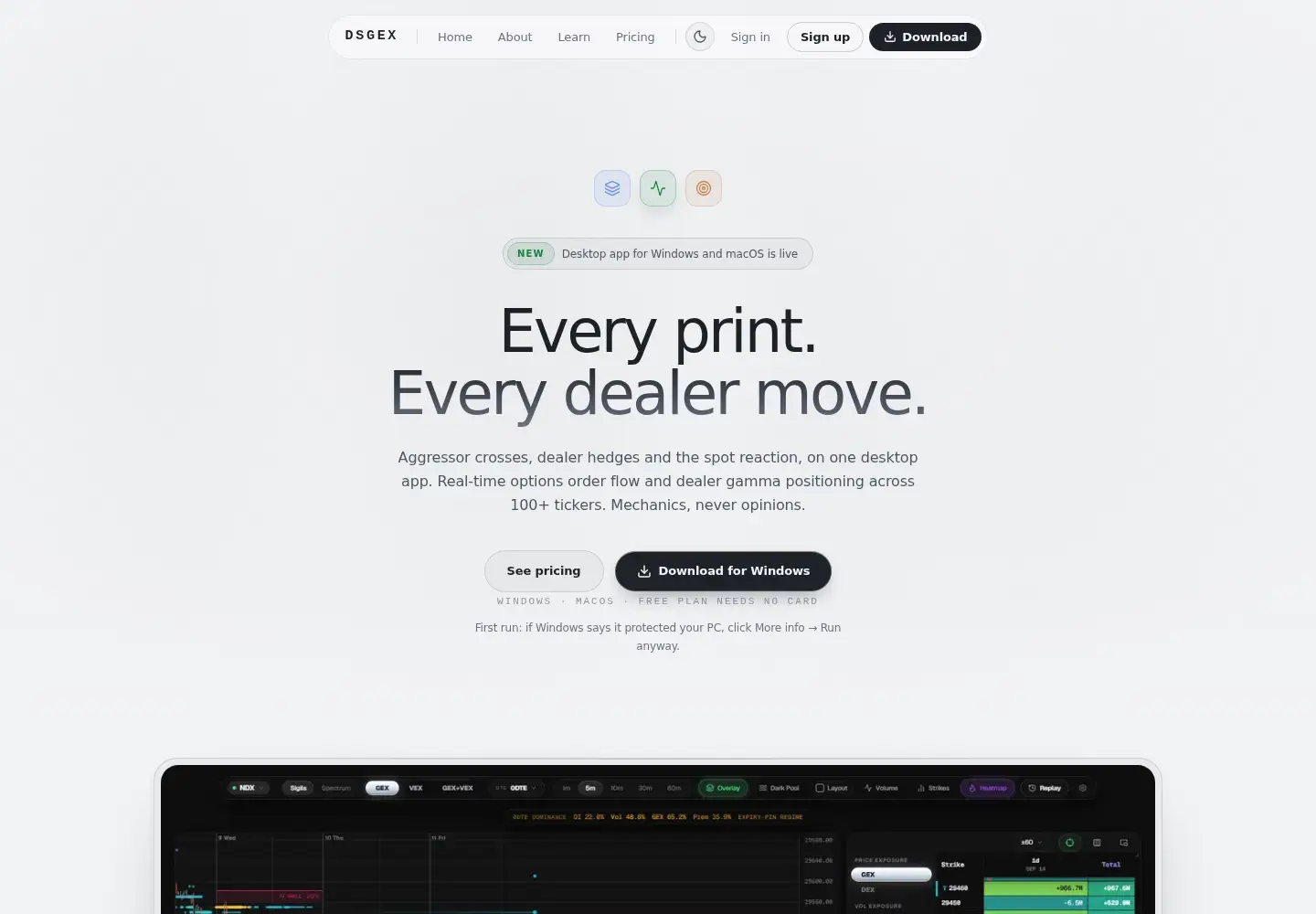 Captured homepage of dsgex.ai in the current scan