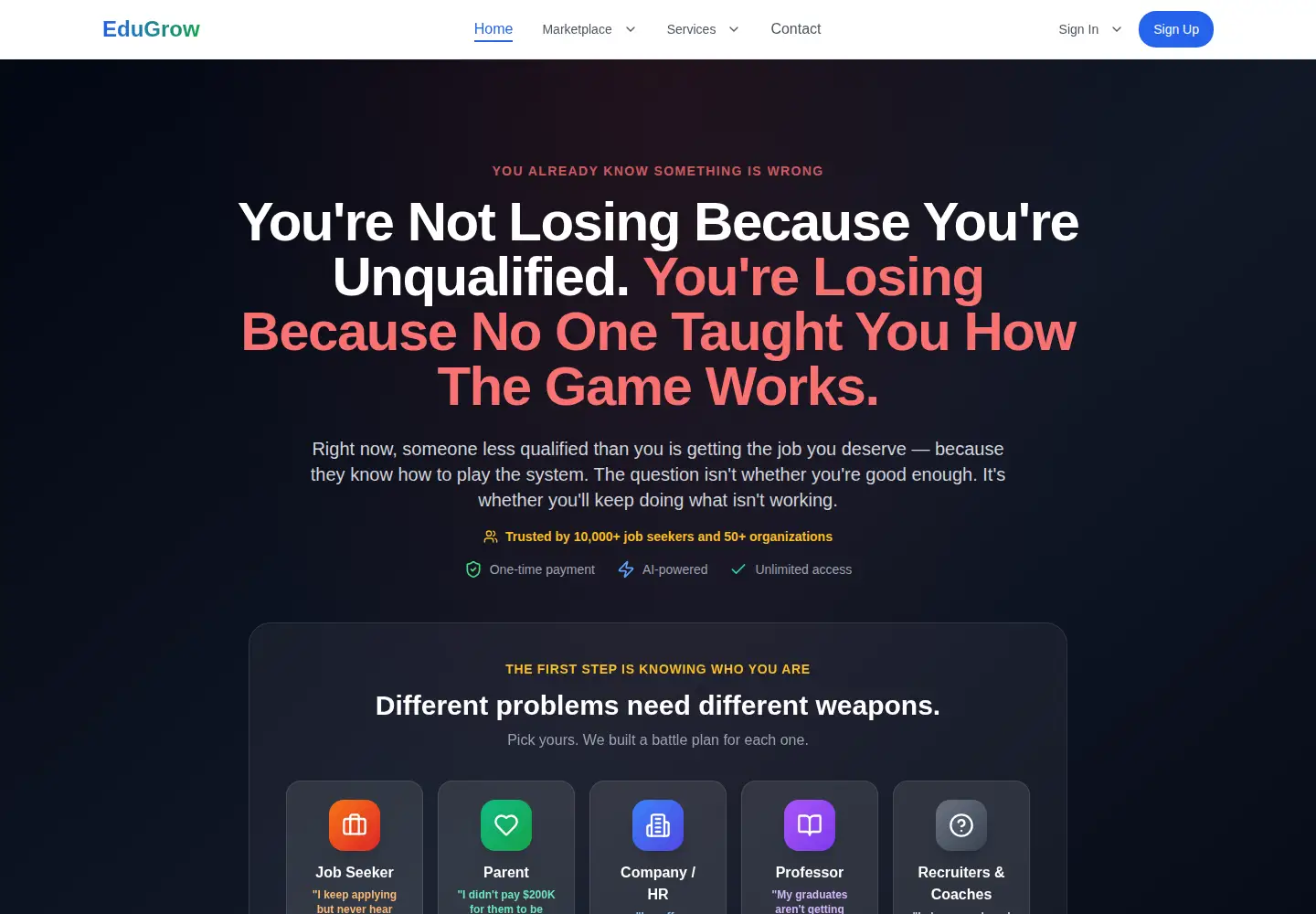 Screenshot of edugrow.ai
