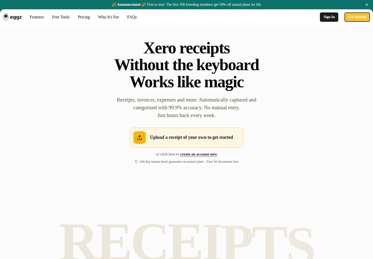 Captured homepage of eggz.ai in the current scan