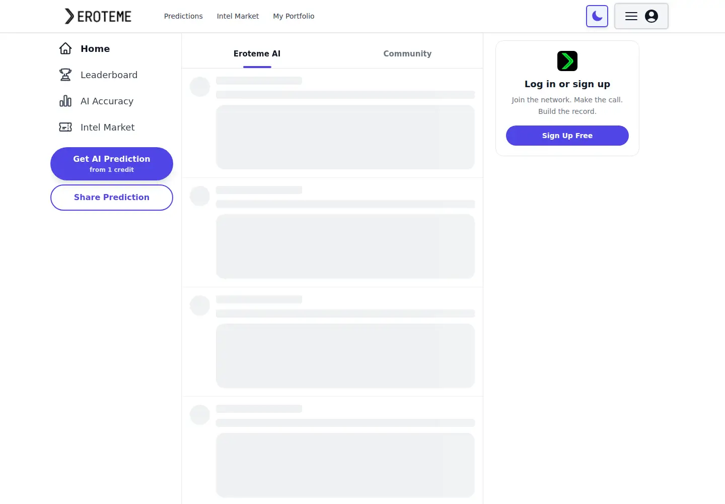 Captured homepage of eroteme.ai in the current scan